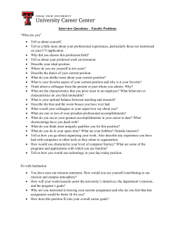 Interview Questions &ndash; Faculty Positions &ldquo;Who are you&rdquo; &bull; Tell us