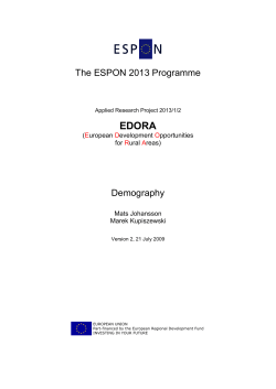 The ESPON 2013 Programme Demography