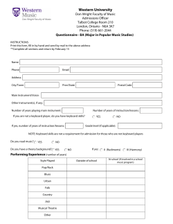 Questionnaire for Pop Music - Don Wright Faculty of Music