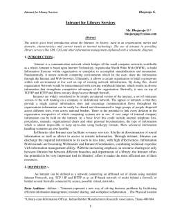 Intranet for Library Services - e-LIS