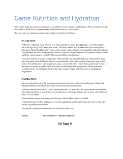 Game Nutrition and Hydration
