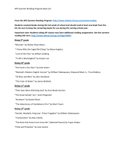 APS Summer Reading Program Book List. From the APS Summer
