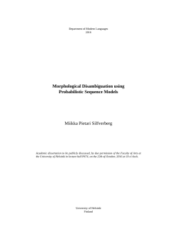 Morphological Disambiguation using Probabilistic
