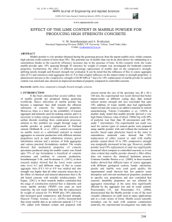 EFFECT OF THE LIME CONTENT IN MARBLE POWDER FOR
