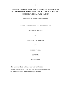 i SEASONAL FORAGING BEHAVIOUR OF THE PLAINS ZEBRA