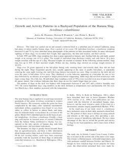Growth and Activity Patterns in a Backyard Population of the Banana