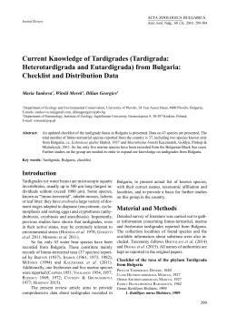 Current Knowledge of Tardigrades (Tardigrada: Heterotardigrada