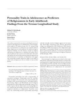 Personality Traits in Adolescence as Predictors of Religiousness in