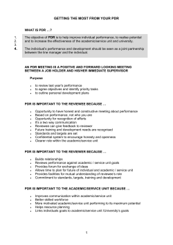 Hand-out on Getting the Most from your PDR