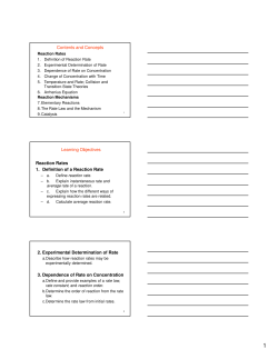 Contents and Concepts Learning Objectives Reaction Rates 1