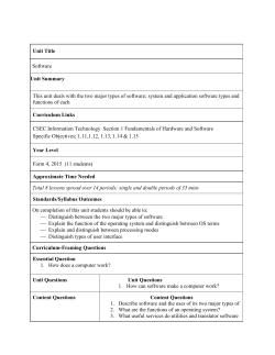 Unit Title Software Unit Summary This unit deals with the two major