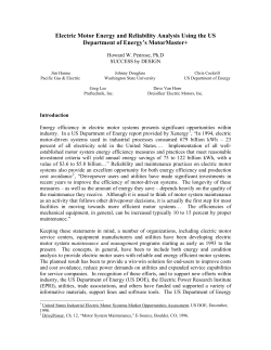 Electric Motor Energy and Reliability Analysis Using the US
