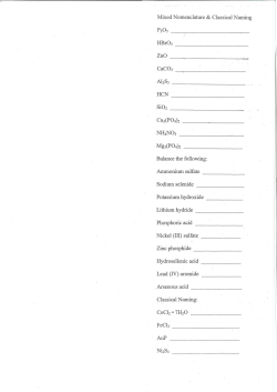 Mixed Nomenclature and Classical Naming Answersheet