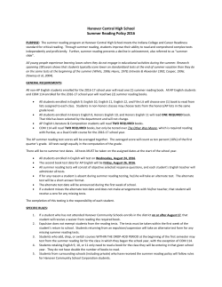 Hanover Central High School Summer Reading Policy 2016