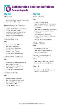 Collaborative Solution Definition Workshop Agenda