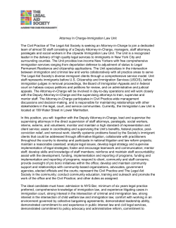 Attorney In Charge-Immigration Law Unit The Civil Practice of The