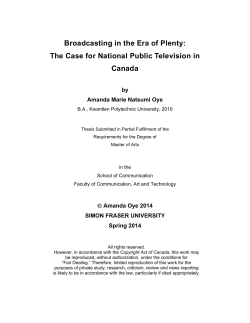 Broadcasting in the Era of Plenty: The Case for National Public