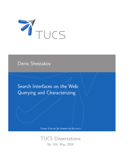 Denis Shestakov Search Interfaces on the Web