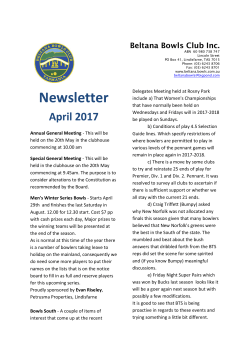 Newsletter - Beltana Bowls Club