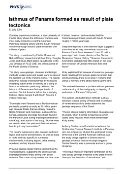 Isthmus of Panama formed as result of plate tectonics