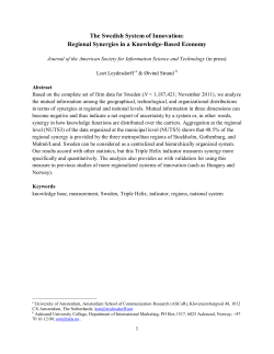 The Swedish System of Innovation: Regional Synergies in a