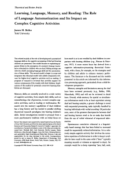 Learning, Language, Memory, and Reading: The