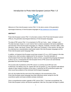 Introduction to Proto-Indo-European Lexicon Pilot 1.0