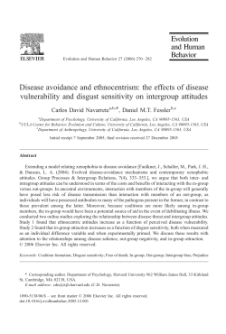Disease avoidance and ethnocentrism: the effects of disease