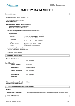 Material Safety Data Sheet - Avantor Performance Materials