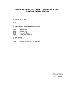 INTENTIONAL UNDER-EMPLOYMENT AND IMPUTING INCOME: A