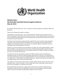 Melinda Gates World Health Assembly Remarks (against delivery