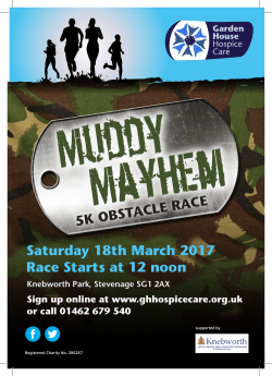 5K OBSTACLE RACE Saturday 18th March 2017 Race Starts at 12