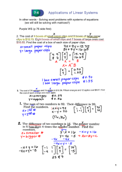 In other words Solving word problems with systems of equations (we