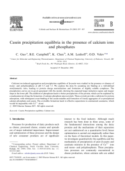 Casein precipitation equilibria in the presence of calcium ions and