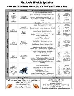 Mr. Ard`s Weekly Syllabus