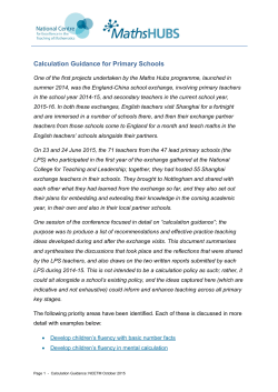 Calculation Guidance for Primary Schools