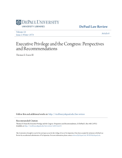 Executive Privilege and the Congress: Perspectives