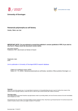 Hansenula polymorpha as cell factory Heide, Meis van der
