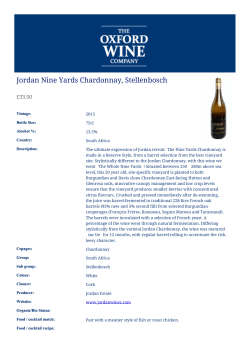 Jordan Nine Yards Chardonnay, Stellenbosch