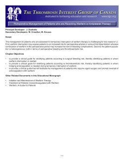 Perioperative Management of Patients who are Receiving Warfarin