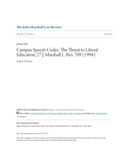 Campus Speech Codes: The Threat to Liberal Education, 27 J