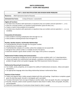 MATH EXPRESSIONS GRADE 4 &ndash; SCOPE AND SEQUENCE