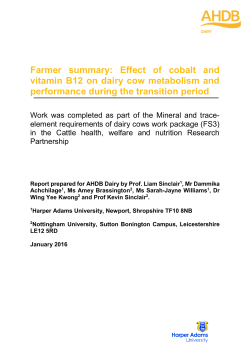 Effect of cobalt and vitamin B12 on dairy cow