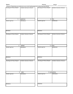 Name Period Week 1. auspicious 2. defiled 3