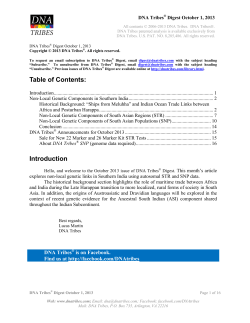 DNA Tribes Digest for October 1, 2013