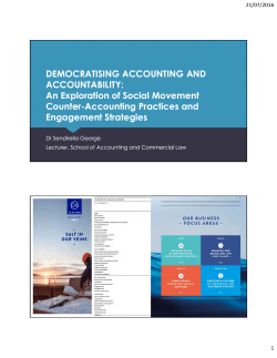 DEMOCRATISING ACCOUNTING AND ACCOUNTABILITY: An Exploration of