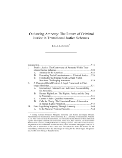 Outlawing Amnesty: The Return of Criminal Justice in Transitional