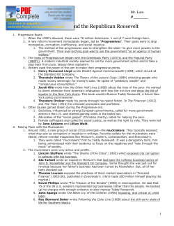 Progressivism and the Republican Roosevelt