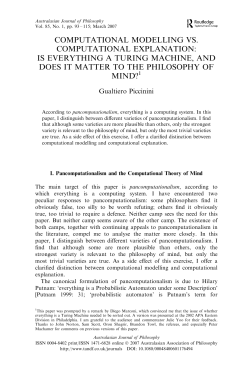 computational modelling vs. computational explanation