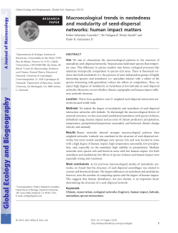 Macroecological trends in nestedness and modularity